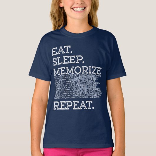 Sleep-Memorik für wiederholten Memory-Master essen T-Shirt (Vorderseite)