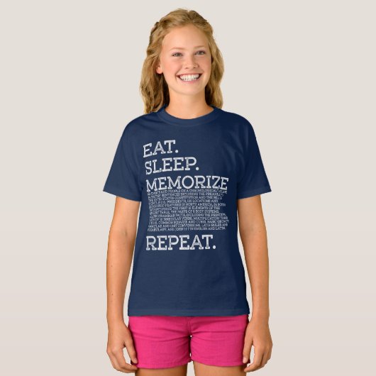Sleep-Memorik für wiederholten Memory-Master essen T-Shirt (Vorne ganz)