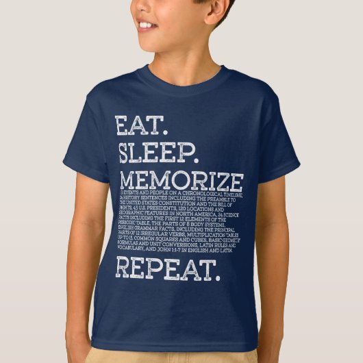 Sleep-Memorik für wiederholten Memory-Master essen T-Shirt (Vorderseite)