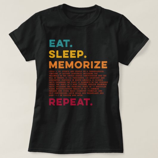 Sleep Memorize Wiederholen CC-Gespräch Kreis 3 ess T-Shirt (Design vorne)