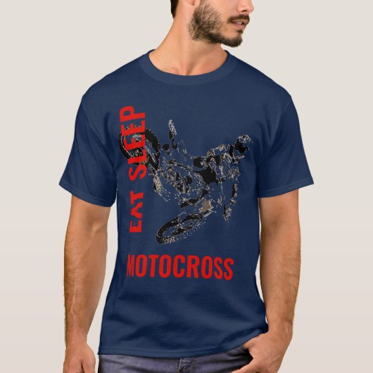 Sleep Motocross Motorrad Pop Art T-Shirt (Vorderseite)