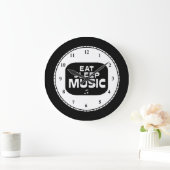 Sleep Music essen Große Wanduhr (Zuhause)