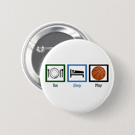 Sleep Play Basketball essen Button (Vorne & Hinten)