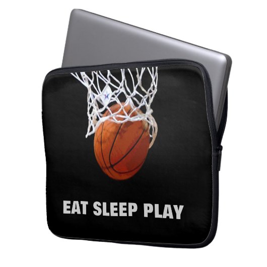 Sleep Play Basketball Motivierend essen Laptopschutzhülle (Vorderseite Links)
