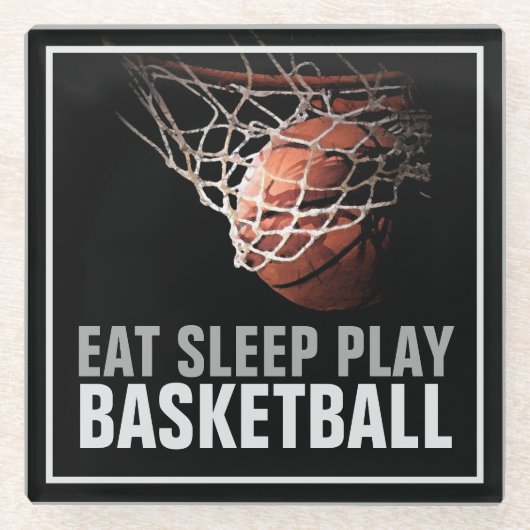 Sleep Play Basketball Motivierend Glasuntersetzer (Vorderseite)