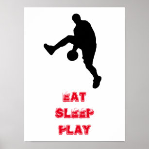 Sleep Play Basketball Player Silhouette essen Poster