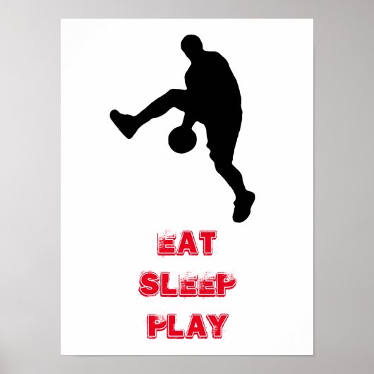 Sleep Play Basketball Player Silhouette essen Poster (Vorne)