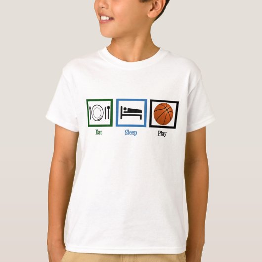 Sleep Play Basketball Spaß Sport Kinder T-Shirt (Vorderseite)