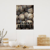 Sleep Play Black & White Baseball Motivierend Poster (Küche)