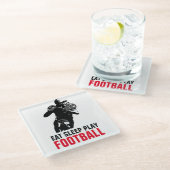 Sleep Play Black & White Football Pop Art Glasuntersetzer (Schrägansicht)