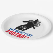 Sleep Play Black & White Football Pop Art Pappteller (Schrägansicht)