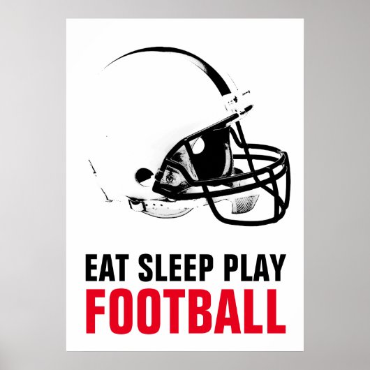 Sleep Play Black & White Football Pop Art Poster (Vorne)
