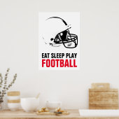 Sleep Play Black & White Football Pop Art Poster (Küche)