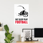 Sleep Play Black & White Football Pop Art Poster (Heimbüro)
