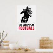 Sleep Play Black & White Football Pop Art Poster (Küche)