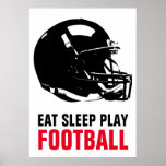 Sleep Play Black & White Football Pop Art Poster<br><div class="desc">Popular American Game Artworks - Popular Sports - Pop Art Football Game Helmet Image.</div>