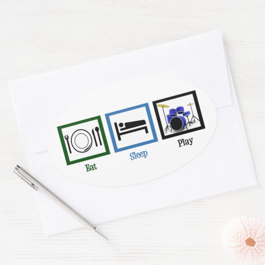 Sleep Play Drums essen Ovaler Aufkleber (Umschlag)