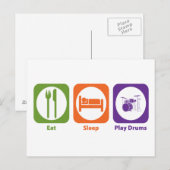 Sleep Play Drums essen Postkarte (Vorne/Hinten)