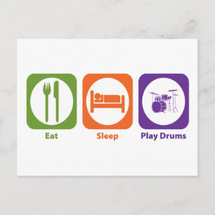 Sleep Play Drums essen Postkarte