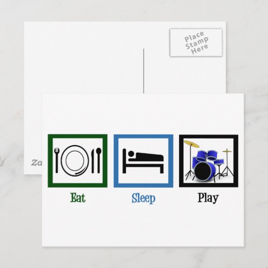 Sleep Play Drums essen Postkarte (Vorne/Hinten)