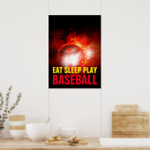 Sleep Play Flaming Baseball Motivierend essen Poster (Küche)