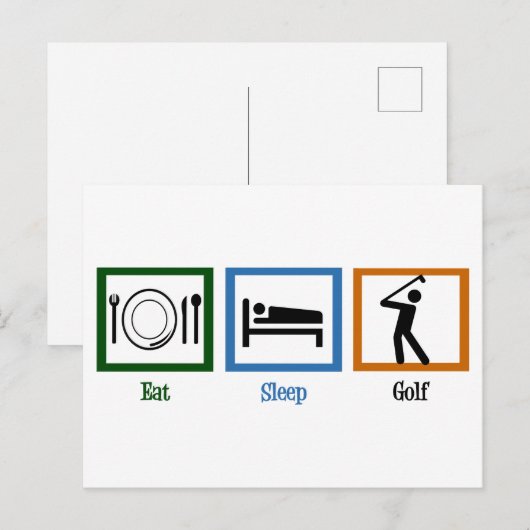 Sleep Play Golf essen Postkarte (Vorne/Hinten)