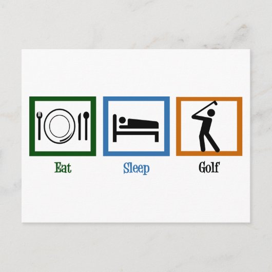 Sleep Play Golf essen Postkarte (Vorderseite)