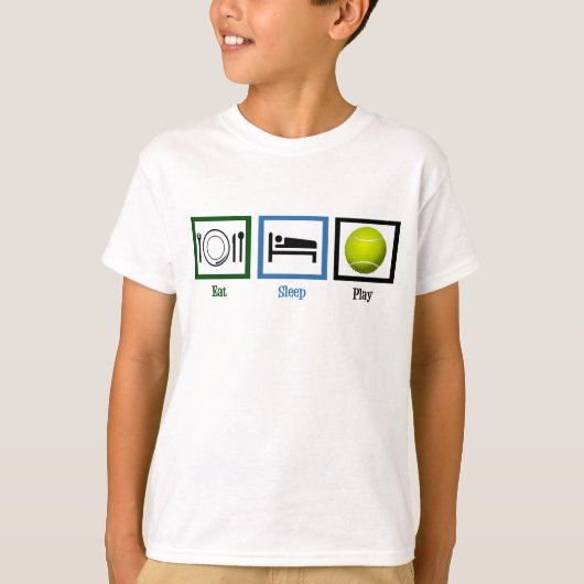 Sleep Play Tennis essen Kinder T-Shirt (Vorderseite)