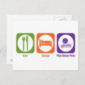 Sleep Play Water Polo essen Postkarte (Vorne/Hinten)
