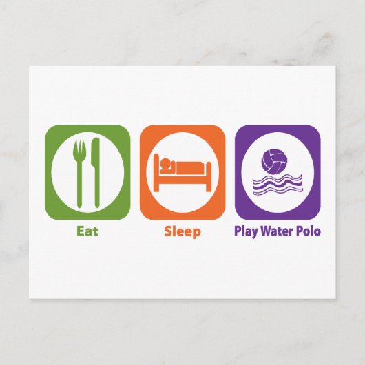 Sleep Play Water Polo essen Postkarte (Vorderseite)