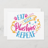 Sleep Plushies essen wiederholen | Funny Colorful Postkarte (Vorne/Hinten)