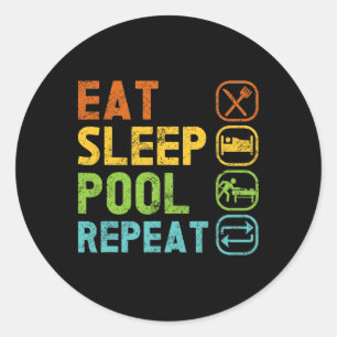 Sleep Pool Wiederholung Pool Snooker Player Billia Runder Aufkleber
