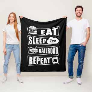 Sleep Railroad Repeat Dam Train Fleece Blank essen