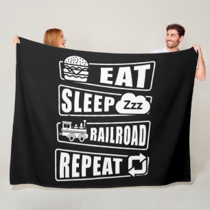 Sleep Railroad Repeat Dampfzug essen Fleecedecke