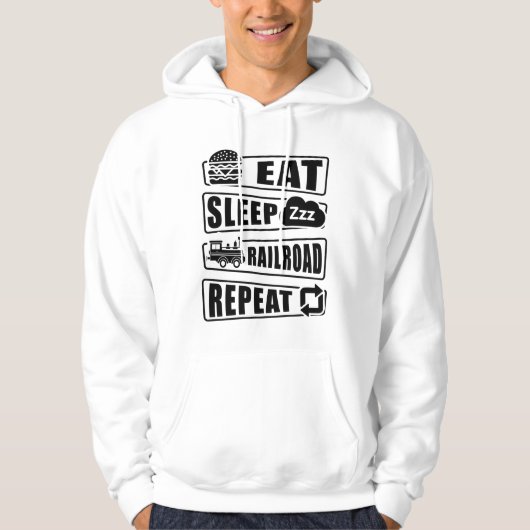Sleep Railroad Repeat Dampfzug essen Hoodie (Vorderseite)