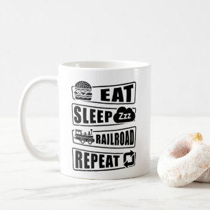 Sleep Railroad Repeat Dampfzug essen Kaffeetasse