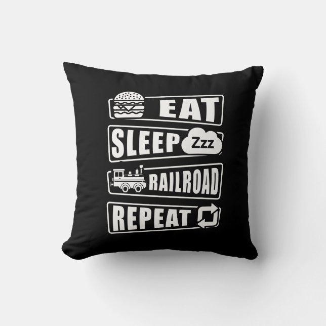 Sleep Railroad Repeat Dampfzug essen Kissen (Vorderseite)