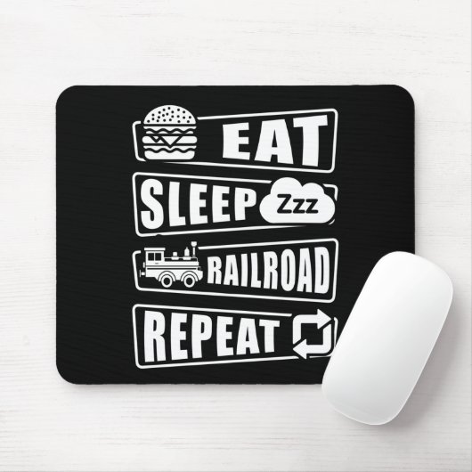 Sleep Railroad Repeat Dampfzug essen Mousepad (Mit Mouse)