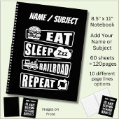 Sleep Railroad Repeat Dampfzug essen Notizblock