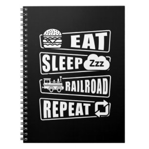 Sleep Railroad Repeat Dampfzug essen Notizblock