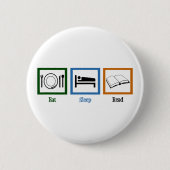 Sleep Read Books Funny Bookworm essen Button (Vorderseite)