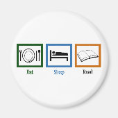 Sleep Read Books Funny Bookworm essen Magnet (Vorne)