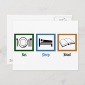 Sleep Read Books Funny Bookworm essen Postkarte (Vorne/Hinten)