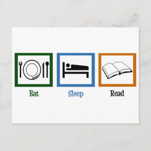 Sleep Read Books Funny Bookworm essen Postkarte