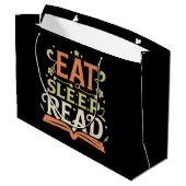 Sleep Read, Funny Reading Große Geschenktüte (Rückseite Schrägansicht)