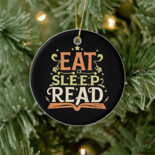 Sleep Read, Funny Reading Keramik Ornament