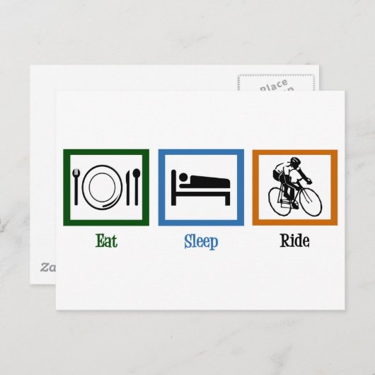 Sleep Ride essen (Radfahrer) Postkarte (Vorne/Hinten)