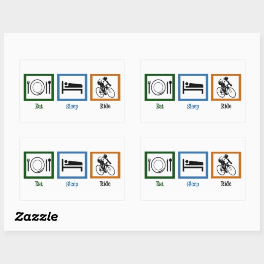 Sleep Ride essen (Radfahrer) Rechteckiger Aufkleber (Blatt)