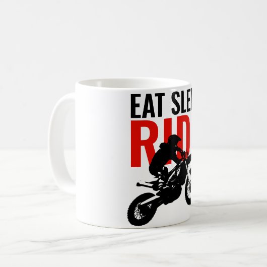Sleep Ride Motocross Motorrad Pop Art Kaffeetasse (Vorderseite Links)