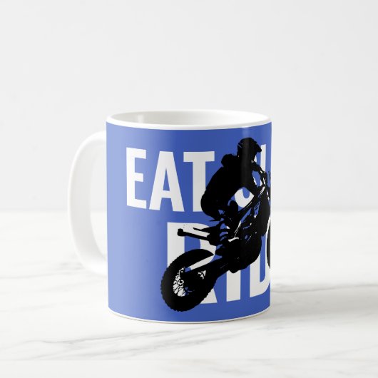 Sleep Ride Motocross Motorrad Pop Art Kaffeetasse (Vorderseite Links)